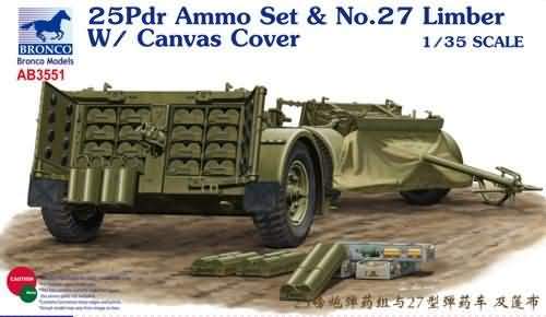 AB3551 25-POUNDER FIELD GUN AMMUNITION SET & NO.27 LIMBER WITH CANVAS COVER (CYBER-HOBBY/TAMIYA)