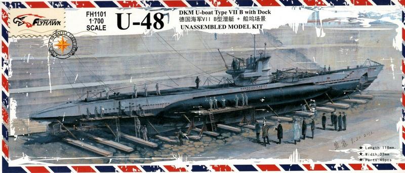 FH1101 U-BOAT TYPE VII B DKM U-48 WITH DOCK(1SET+DOCKYARD DIORAMA)
