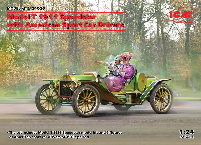 ICM24026 MODEL T 1913 SPEEDSTER WITH AMERICAN SPORT CAR DRIVERS