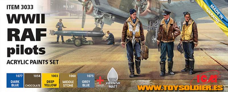 ICM3033 ACRYLIC PAINT SET FOR WWII RAF PILOTS <DIV STYLE=DISPLAY:NONE>G2B3303033</DIV>