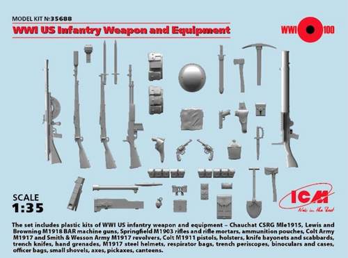 ICM35688 WWI US INFANTRY WEAPON AND EQUIPMENT